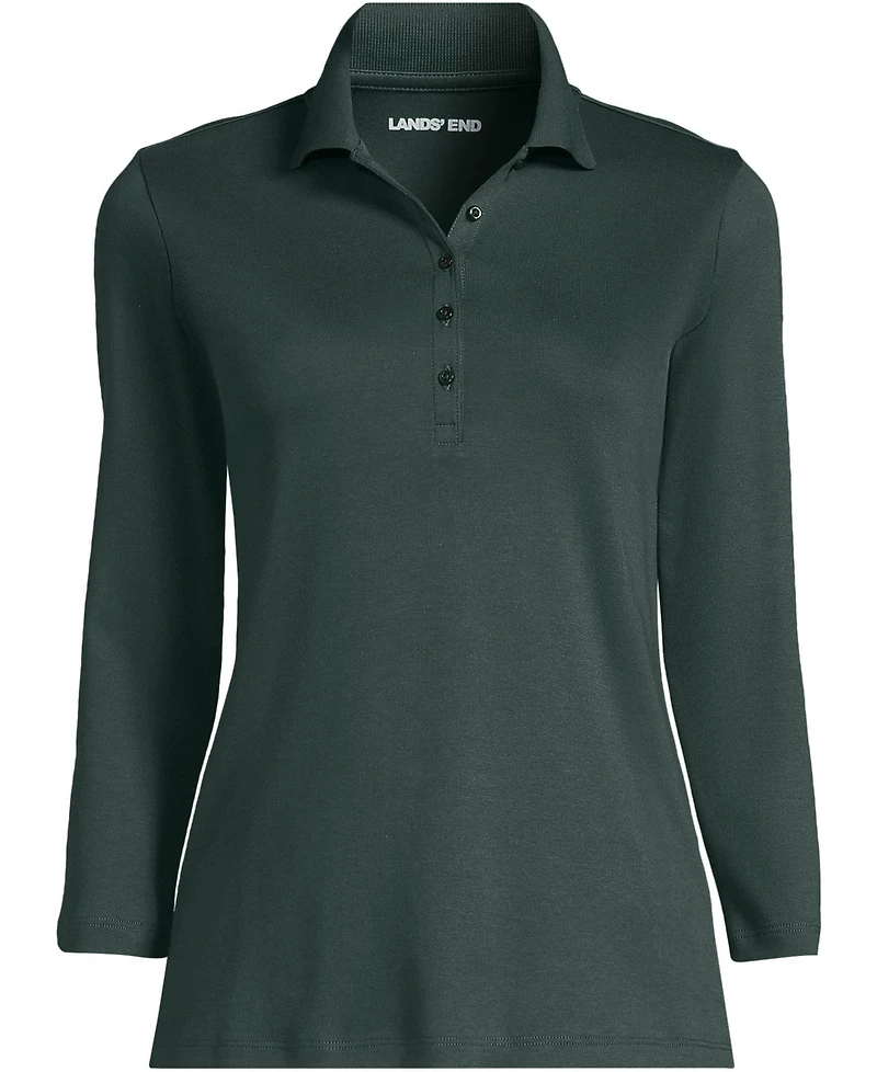Lands' End Women's 3/4 Sleeve Supima Cotton Polo Shirt