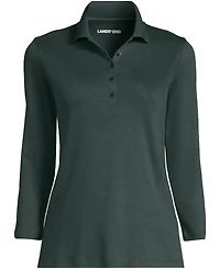 Lands' End Women's 3/4 Sleeve Supima Cotton Polo Shirt