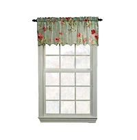 Balmoral Floral Print Semi Sheer Valance Curtain 48-Inch-by-15-Inch - Sage / Wine