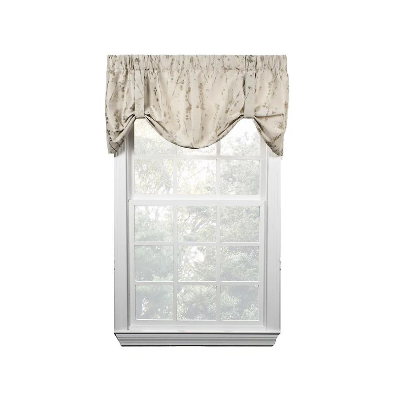 Ellis Curtain Meadow High Quality Room Darkening Solid Natural Stylish Color Lined Tie-Up Window Valance - 50 x22" - 50" x 22" Linen