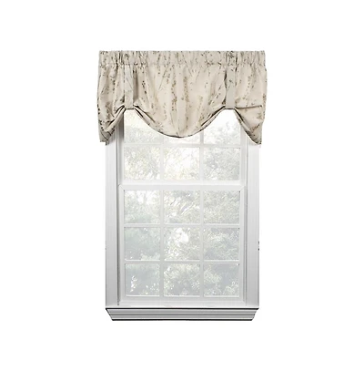 Ellis Curtain Meadow High Quality Room Darkening Solid Natural Stylish Color Lined Tie-Up Window Valance - 50 x22" - 50" x 22" Linen