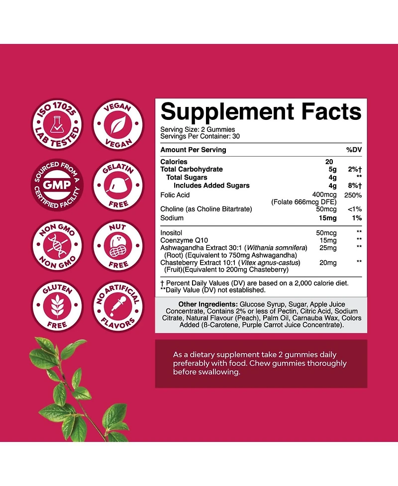 Fertility Gummies, Peach, 60ct