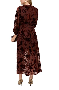 Lily and Lionel London Women's Brezze High Neck Velvet Burnout Maxi Dress