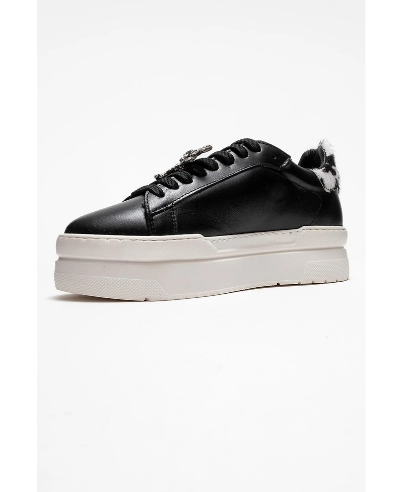 Forever & Always Shoes Laren Leather Buckle Sneakers (Women)