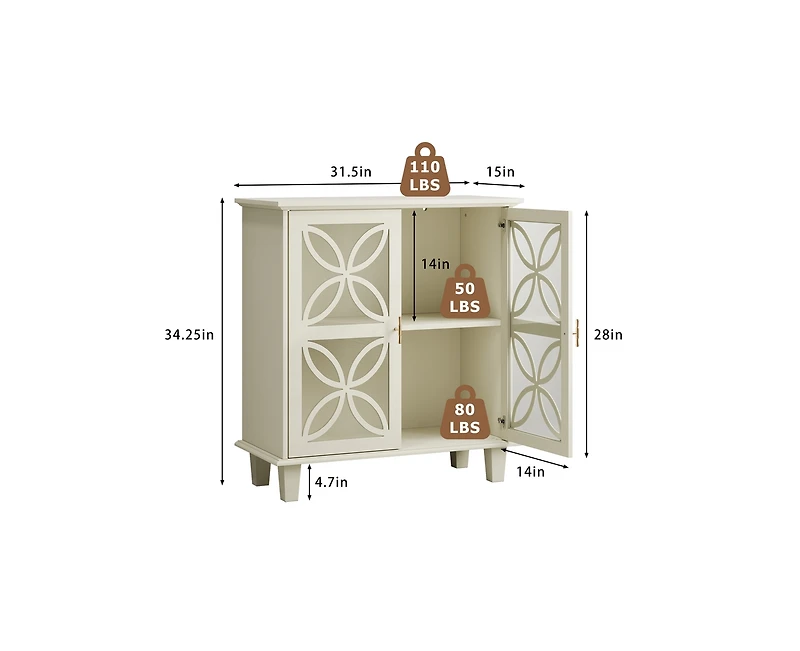 Casainc Freestanding Storage Cabinet With Tempered Glass Door