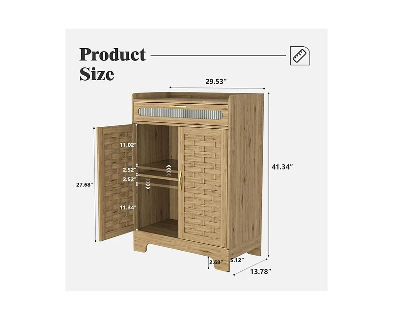 Casainc Modern Farmhouse Cabinet with Drawer and Adjustable Shelf