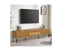 Casainc Storage Cabinet Modern Farmhouse Media Tv Stand Console with Metal Legs