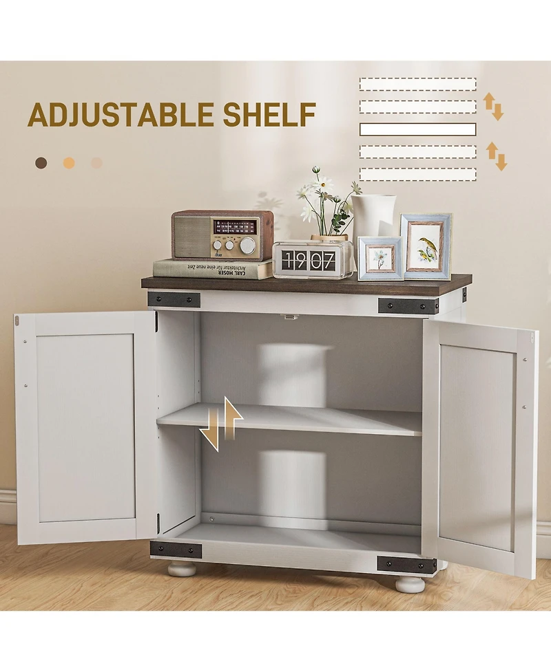 Homcom Sideboard, Buffet with Barn Door and Adjustable Shelf,