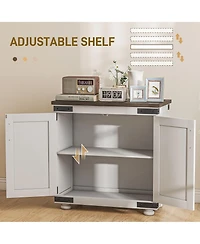 Homcom Sideboard, Buffet with Barn Door and Adjustable Shelf,