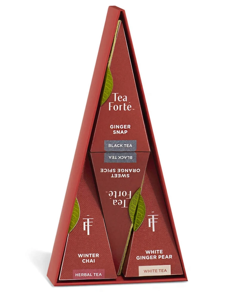 Tea Forte Holiday Warming Joy Petite Tea Tree Bundle with 16-Pyramid Infusers