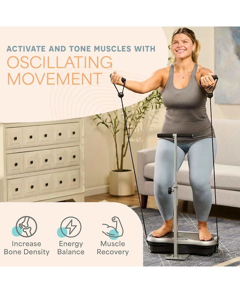 LifePro Vibration Plate Machine with Handlebar & Acupoints for Full-Body Fitness - Dark Gray