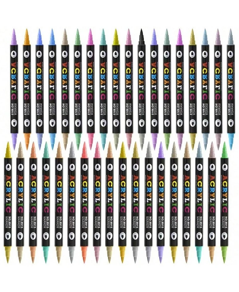 Htutwoo 72 Colors Dual Tip Acrylic Paint Markers, Double Color Acrylic Paint Pens for Rock Painting, Stone, Wood, Canvas, Stone, Diy Art Supplies