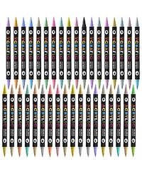 Htutwoo 72 Colors Dual Tip Acrylic Paint Markers, Double Color Acrylic Paint Pens for Rock Painting, Stone, Wood, Canvas, Stone, Diy Art Supplies