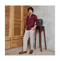 Campus Sutra Men's Crimson Red Flowing Vines Shirt