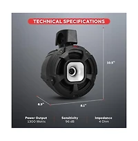 6.5'' Water-Resistant Rated Marine / Off-Road Speakers, Utv PowerSport System (1300 Watt) Pair