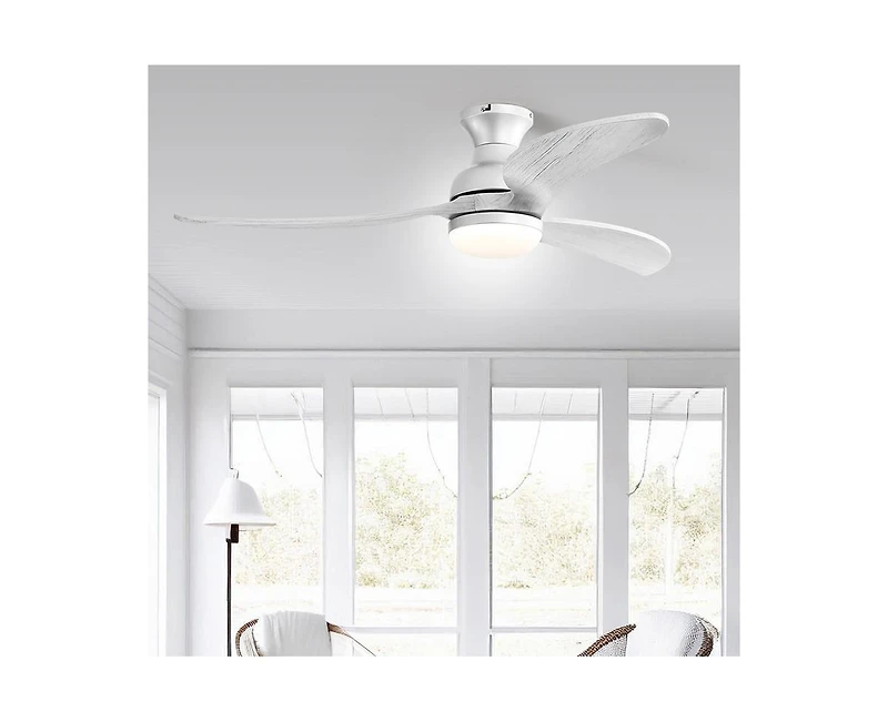 52-inch Modern Classic Silver 3-Blade Flush Mount with Intelligent Remote Control and Light
