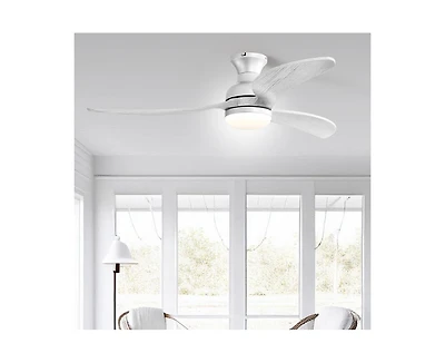 52-inch Modern Classic Silver 3-Blade Flush Mount with Intelligent Remote Control and Light