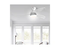 52-inch Modern Classic Silver 3-Blade Flush Mount with Intelligent Remote Control and Light