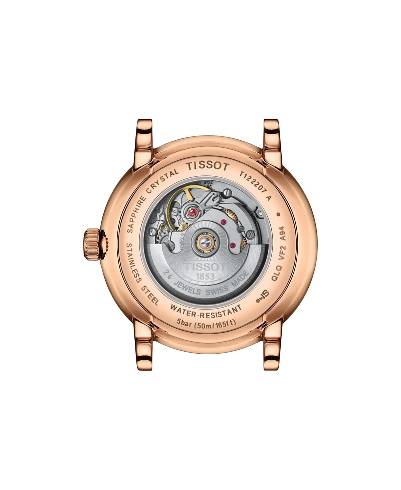 Tissot Women's Swiss Automatic Carson Premium Lady Brown Leather Strap Watch 30mm