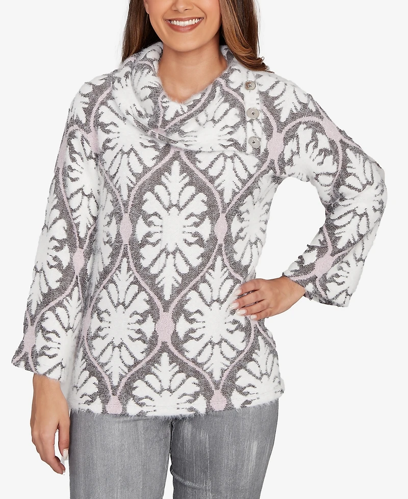Ruby Rd. Petite Medallion Jacquard Sweater Knit Top