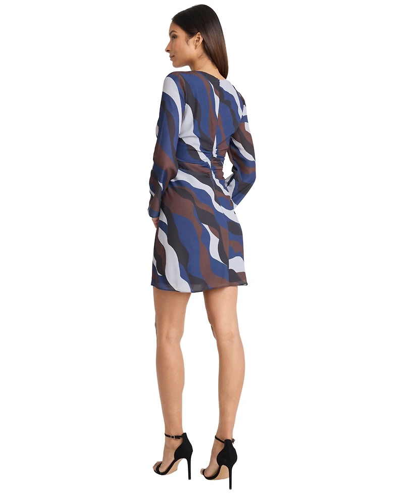 Donna Morgan Women's Long-Sleeve Printed Mini Dress