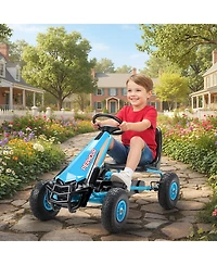 Qaba Go Kart for Kids, Pedal Cart with Adjustable Seat, Eva Wheels,