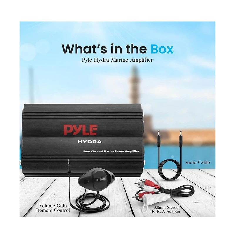 Pyle Hydra Marine Amplifier - 800 Watt 4 Channel Micro Amplifier