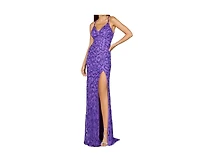 Lara Women's Sultry Beaded Gown with Slit