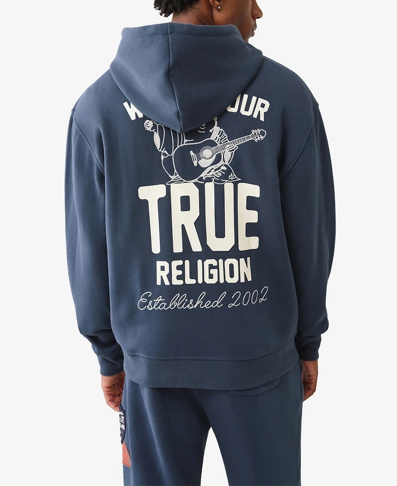 True Religion Men's Patch Vintage Zip Up Hoodie