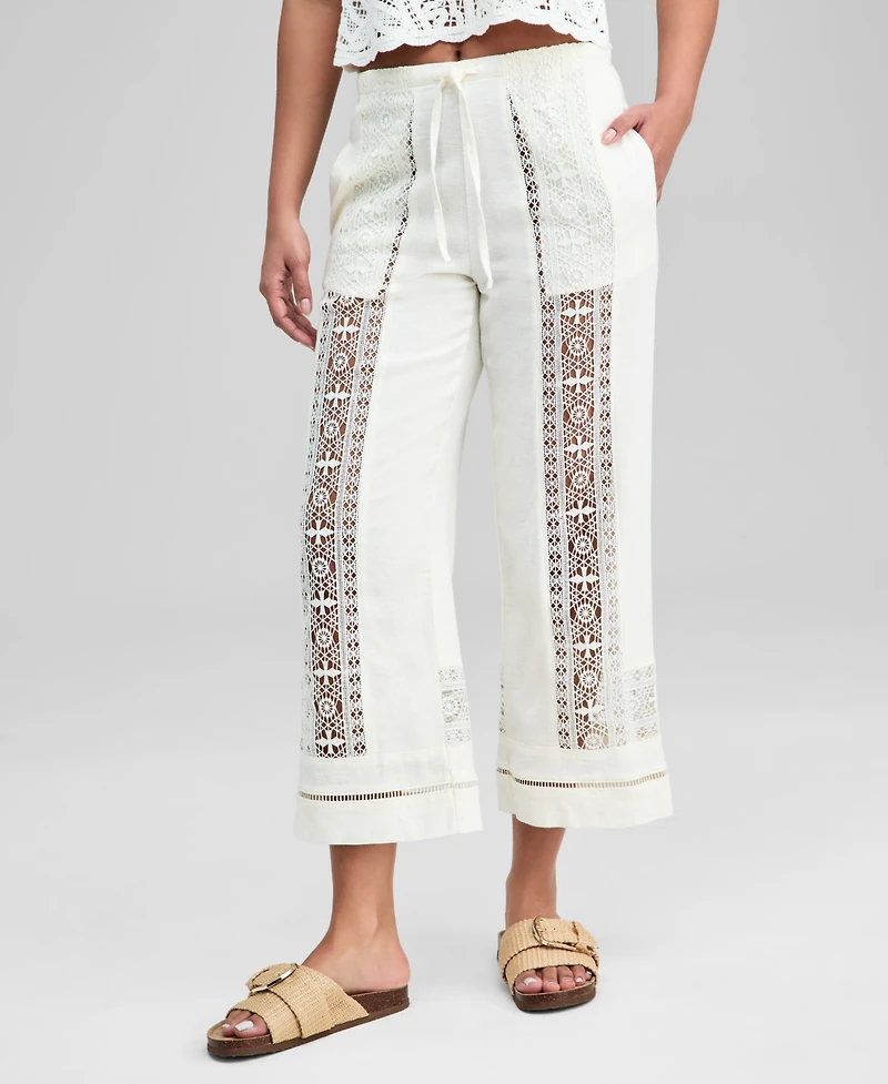And Now This Women's Crochet-Inset Drawstring Pants, Macy's Exclusive