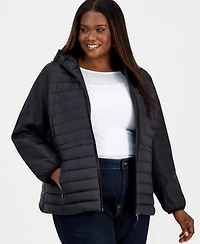 Calvin Klein Plus Mixed-Media Packable Coat
