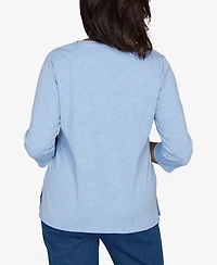Alfred Dunner Women's Hilton Head Cross Stitched Floral Top