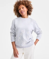 Style & Co Petite Floral Embroidered Sweatshirt, Macy's Exclusive