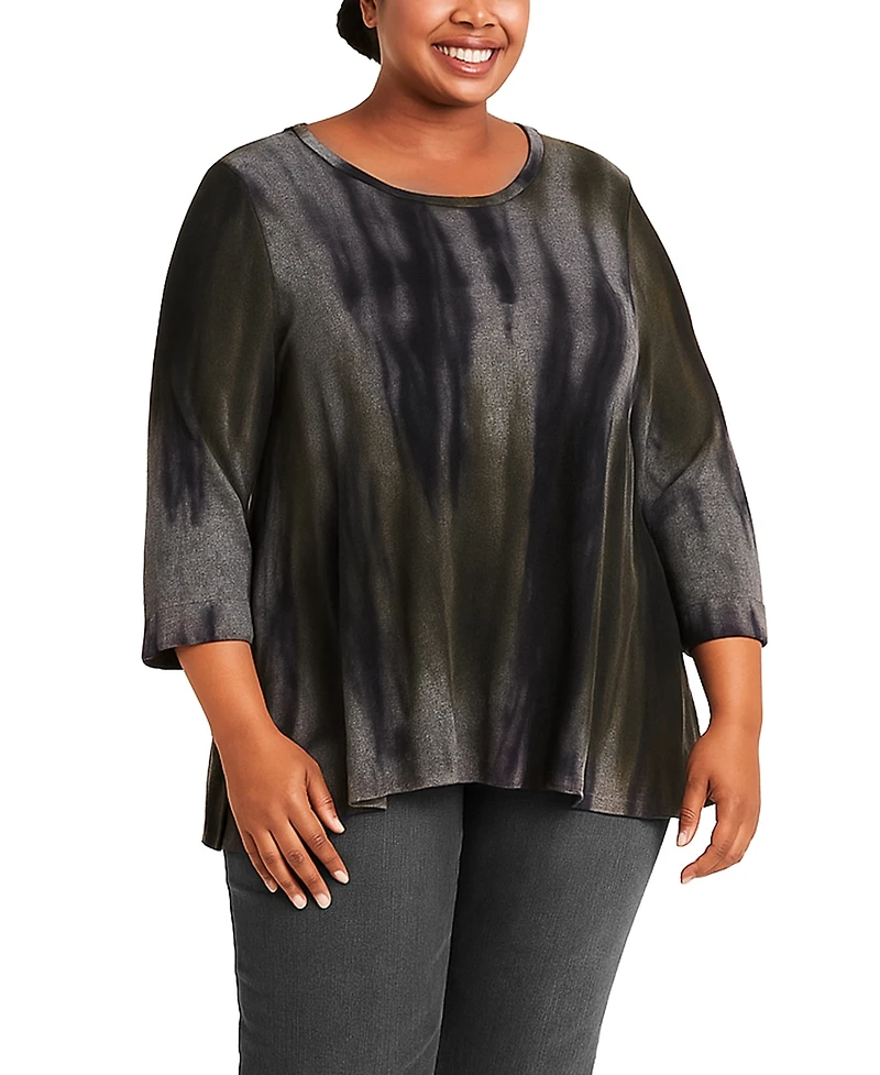 Coin 1804 Plus Tie Dye Cozy Button Back Top