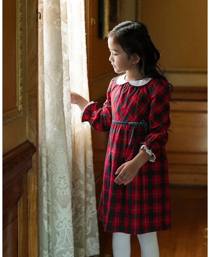 Hope & Henry Baby Girls Organic Peter Pan Collar Dress with Ruffle Cuffs