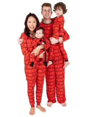 Leveret Matching Family Red Reindeer Fair Isle Viscose Christmas Pajamas