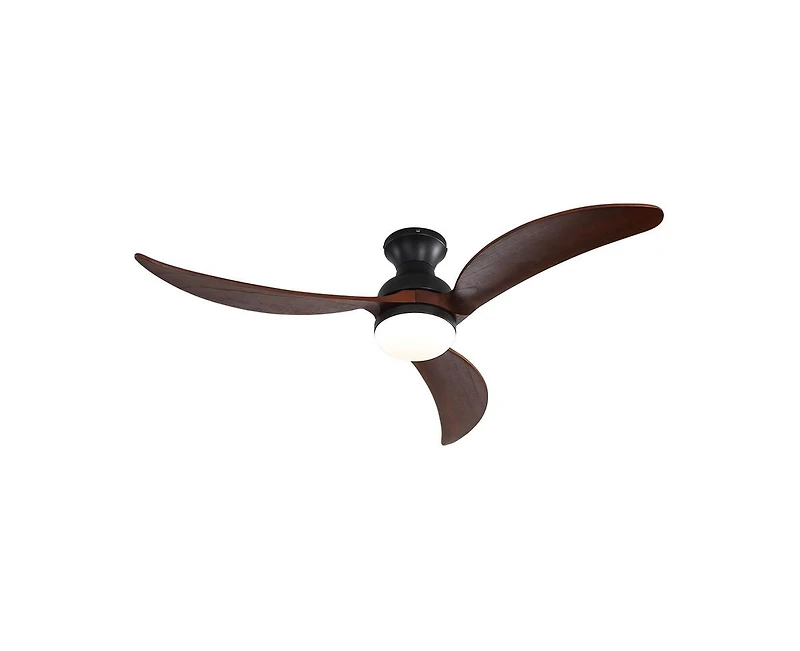 52-inch Modern Classic Black 3-Blade Flush Mount with Intelligent Remote Control and Light