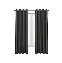 Commonwealth Edison Grommet Dressing Window Curtain Panel - 52"x95", Charcoal