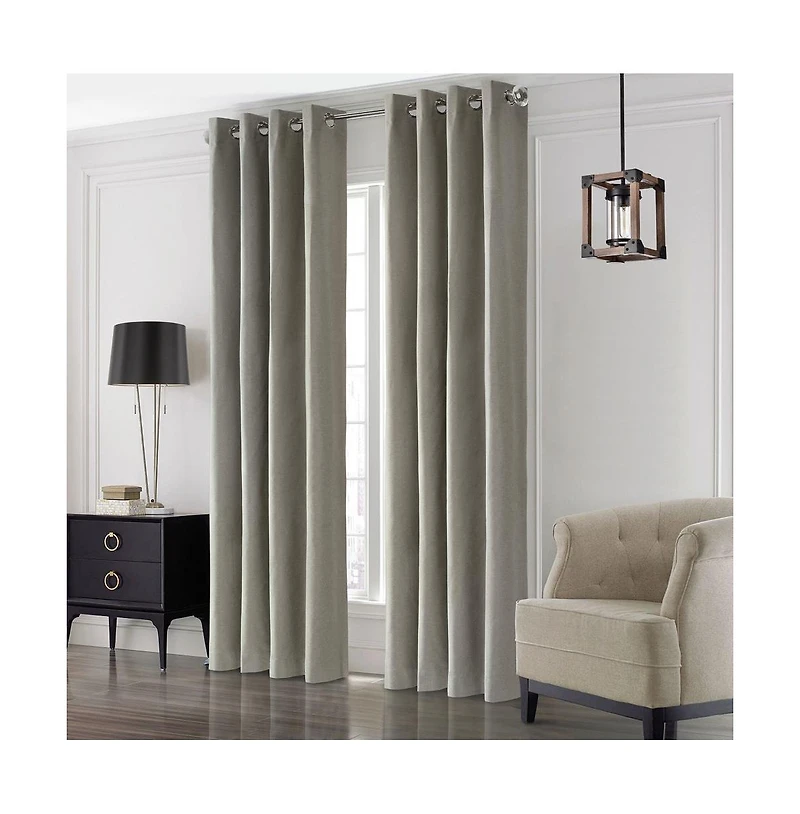 Commonwealth Edison Grommet Dressing Window Curtain Panel - 52x95", Light Grey
