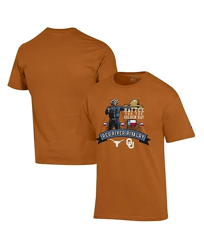 Champion Men's Texas Orange Longhorns vs. Oklahoma Sooners Red River Rivalry Big Tex Battle For The Golden Hat T-Shirt