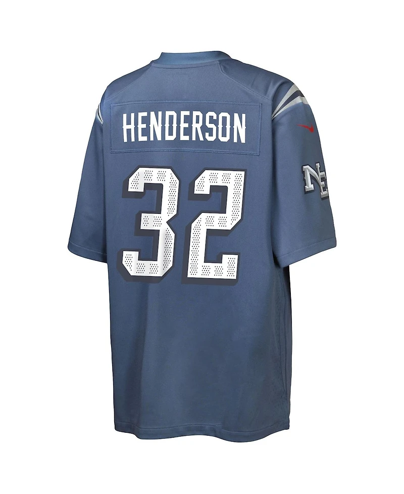 Nike Big Boys and Girls TreVeyon Henderson Storm Blue New England Patriots 2025 Rivalries Collection Game Jersey