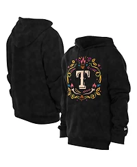 New Era Men's Black Texas Rangers Dia de los Muertos Brushed Fleece Hoodie