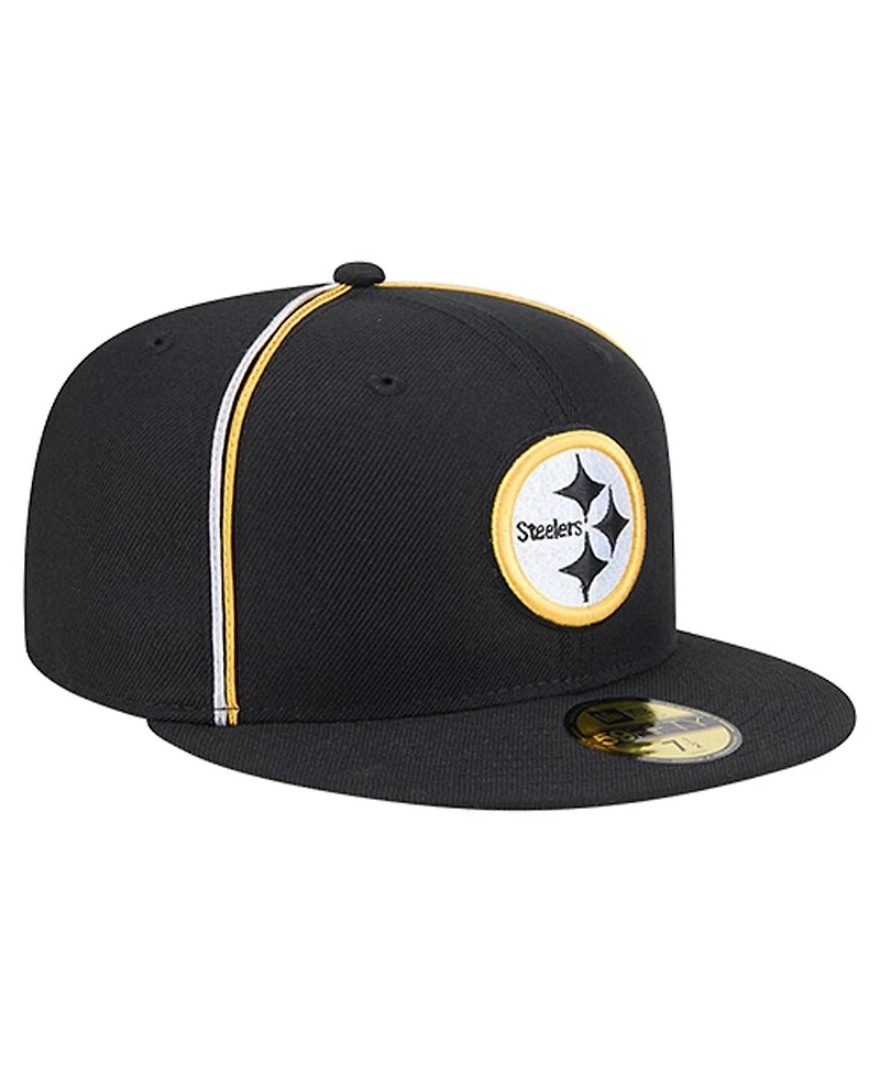 New Era Men's Black Pittsburgh Steelers Soutache 59FIFTY Fitted Hat