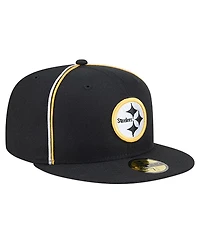 New Era Men's Black Pittsburgh Steelers Soutache 59FIFTY Fitted Hat