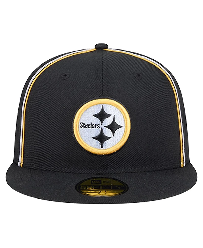 New Era Men's Black Pittsburgh Steelers Soutache 59FIFTY Fitted Hat