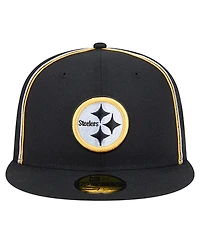 New Era Men's Black Pittsburgh Steelers Soutache 59FIFTY Fitted Hat