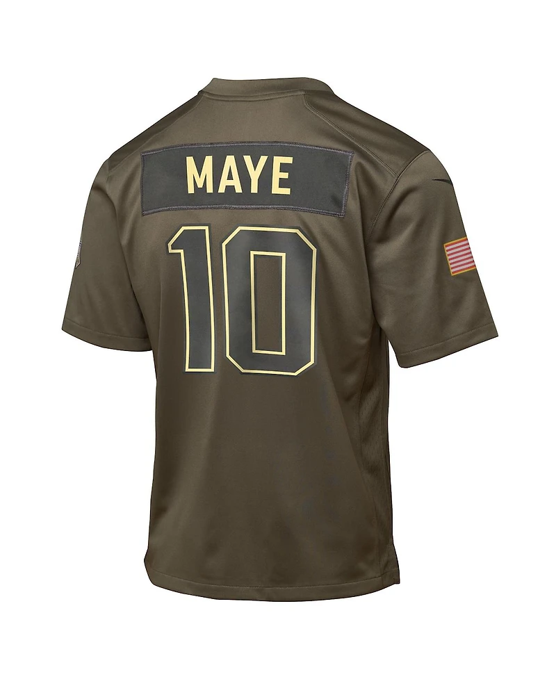 Nike Big Boys and Girls Drake Maye Olive New England Patriots 2025 Salute to Service Game Jersey