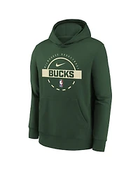 Nike Big Boys and Girls Hunter Green Milwaukee Bucks 2025/26 Club Fleece Practice Hoodie