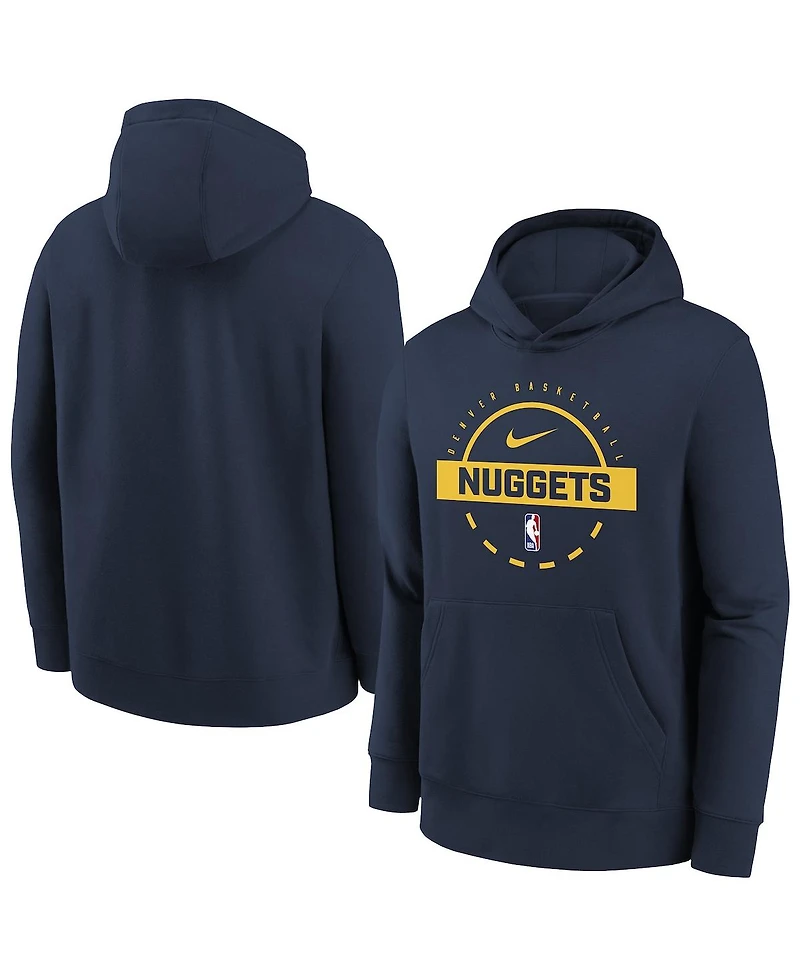 Nike Big Boys and Girls Navy Denver Nuggets 2025/26 Club Fleece Practice Hoodie