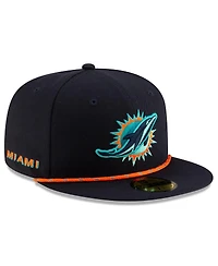 New Era Men's Pitch Blue Miami Dolphins 2025 Rivalries Collection Sideline Rope 59FIFTY Fitted Hat